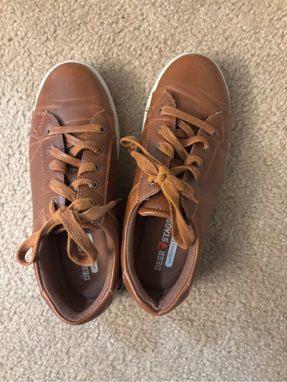 Deer Stags Boys Tan Brown Lace-Up Casual Sneakers
